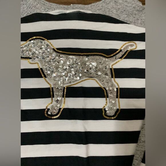 Victoria’s Secret Pink Bling Stripe Dog Tshirt/ Leggings Outfit set S - Picture 4 of 11
